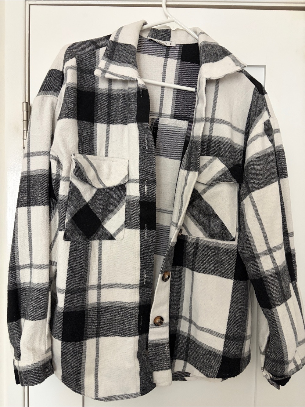 HYFVE Black and White Plaid Shacket Jacket